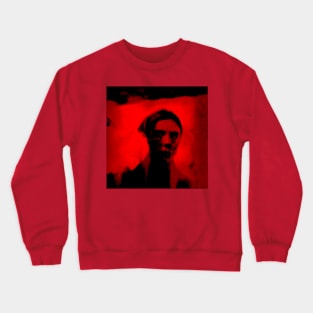 Beautiful woman, near some entrance. Weird, very interesting. Red, dark, dim. Crewneck Sweatshirt